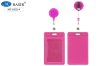 Бейдж с рулеткой кожзам 10,5х6,5м MC-6302-4,6 вертикал розовый фиолет