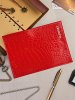 Обложка для паспорта кожа Barez 054 лак крокодил бордо красная