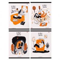 Тетрадь 96л Проф блестки "девушка и котик 8037 1/50