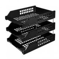 Лоток горизонтальный 3 лотка пластик на метал. стержнях 538, 438 черный, синий серый