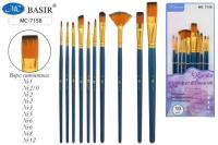 Набор кистей 10шт нейлон №1-12 круг, плоские, скош, линер MC-7158