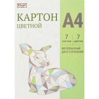 Цв. картон А4 2-стор 7цв мелован Комус Оригами 1956346 1/60