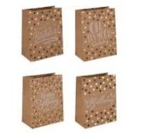 Пакет подарочный крафт с фольгой 23х18 Ladecor С Днем рожд 507-218