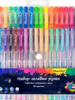Набор гелевых ручек 36цв блестки, металик, неон Silwerhof 026181 СРОК ИСТЕК