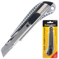 Нож канц. большой 18мм Brauberg металлич. корпус  235401  1/12