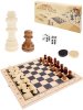 Шахматы, шашки, нарды 3в1 в деревянной доске фигуры дерево поле 24см AN02595