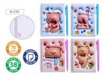 Блокнот А6 3D в набор с ручкой Mazari M-3185 мишка