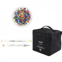 Набор маркеров 2-стор для скетчинга 80цв текстиль сумка DeVente 5044116 кисть 2мм/скош 5мм