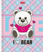 Тетрадь 48л гребень Хатбер 3D фольга "я люблю мишку 1/100