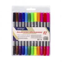 Фломастеры двусторон. 12цв Alingar AL960