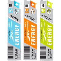 Грифели к мех. карандашу 0,5мм 12шт HB, DeVente Energy, пласт.бокс, 5011101