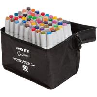 Набор маркеров 2-стор для скетча 60цв в сумке DeVente кистевид 2мм / скошен 6мм 5044115 