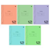 Тетрадь 12л. косая линия BG пластик UniTone MIX, Хатбер 1/150