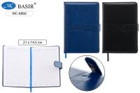Ежедневник А5 Basir MC-6866 кожзам на кнопке черный, синий