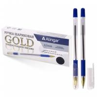 Масляная ручка Alingar Gold резин. грип синяя 11419 1/12