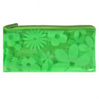 Пенал косметичка Alingar силиконовый 8625/1/3 "цветы" зеленый, синий 