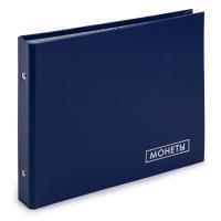 Альбом для монет 245х190 на 2х О-кольцах, без файлов, синий, черный, Expert 