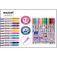 Набор гелевых ручек 12цв блестки Mazari 5840-12 1/12