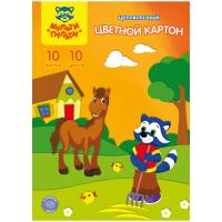 Цв. картон А4 10цв Мульти-Пульти целлюлоз. импорт. мелован. 13981 1/45