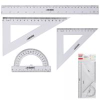 Набор геометр. deVente 5092300 линейка 30см, 2 треуг, трансп