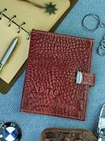 Бумажник водителя с кошельком кнопка кожа Barez 138 крокодил рыжий