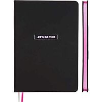 Записная книга А5 160стр кожзам Devente Black metallic черная с розовым 2051602