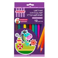 Карандаши 12шт УТОЛЩЕННЫЕ 5мм Пифагор "Зебра" 181698