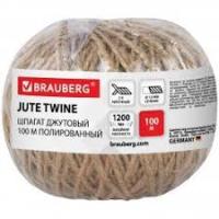 Шпагат джутовый 100г полиров. Brauberg 607947