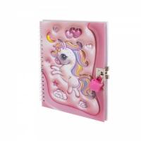 Блокнот на замке 13х18см подароч. 3D Alingar "единороги 11713/4
