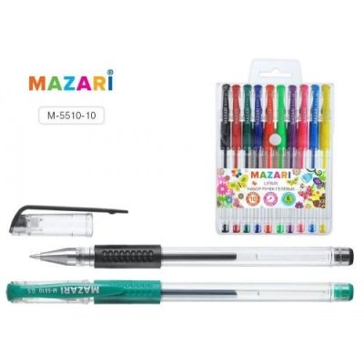 Набор гелевых ручек 10цв Mazari 5510-10 осн. и флюоресц