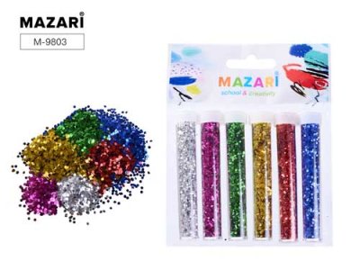 Набор блесток декор 6цв в тубах 3г Mazari 9803 1/12 