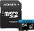 Флэш карта micro SD 64GB A-Data с адаптором