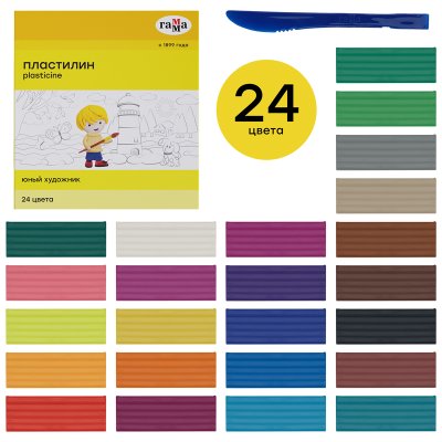 Пластилин 24цв ГАММА "юный художник" 1/10