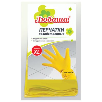 Перчатки резиновые с х.б напыл. Office Clean 257666, Любаша, Vega 299047, L 1/12