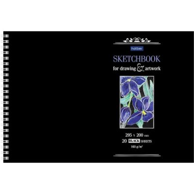Альбом для Sketchbook А4 20л гребень черная бум. 160г Хатбер 22274, 23480