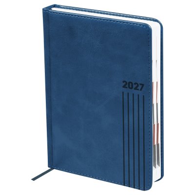 Ежедневник А5 2027г BG Vesper index кожзам вырубка синий 68094