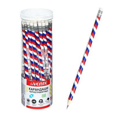 Карандаш ч\г DeVente с ластик. 5032333 "Триколор", 1/50