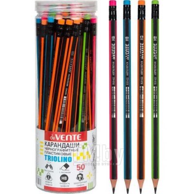 Карандаш ч\г Devente 3-гран. ластик 5031422 1/50